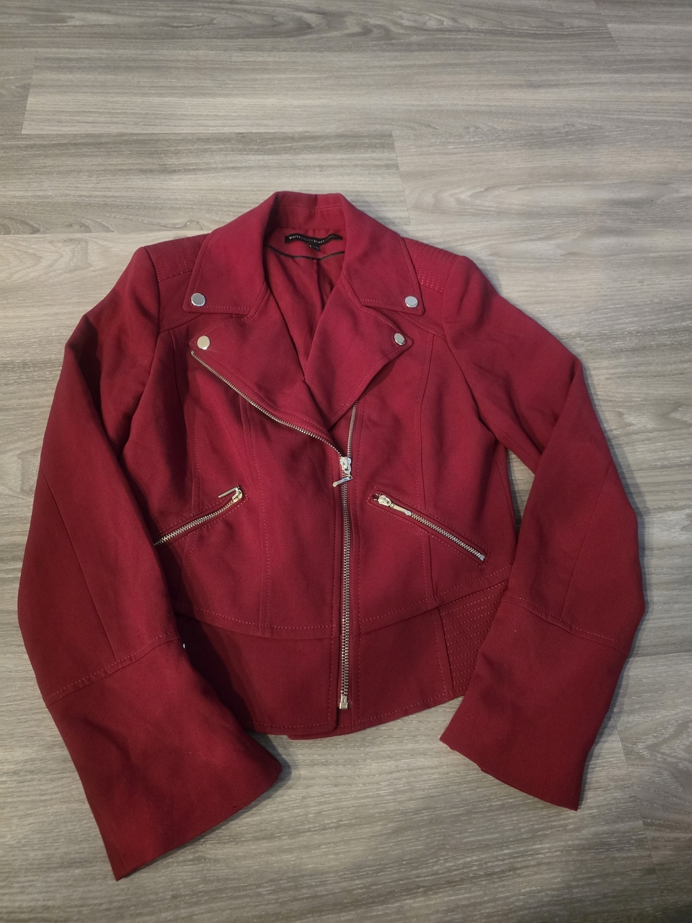 White House Black Market Red Suede Moto Jacket